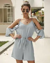 Cold Shoulder Bandage Playsuits Casual Long Sleeve V Neck Backless Solid Overalls For Women Sexy Spaghetti Strap Lace Up Rompers Cold Shoulder Bandage Playsuits Casual Long Sleeve V Neck Backless Solid Overalls For Women Sexy Spaghetti Strap Lace Up Rompers