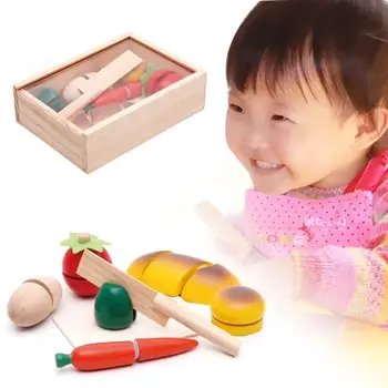 

Kids Pretend Role Play Kitchen Fruits Vegetables Food Toys Wooden Cutting Set