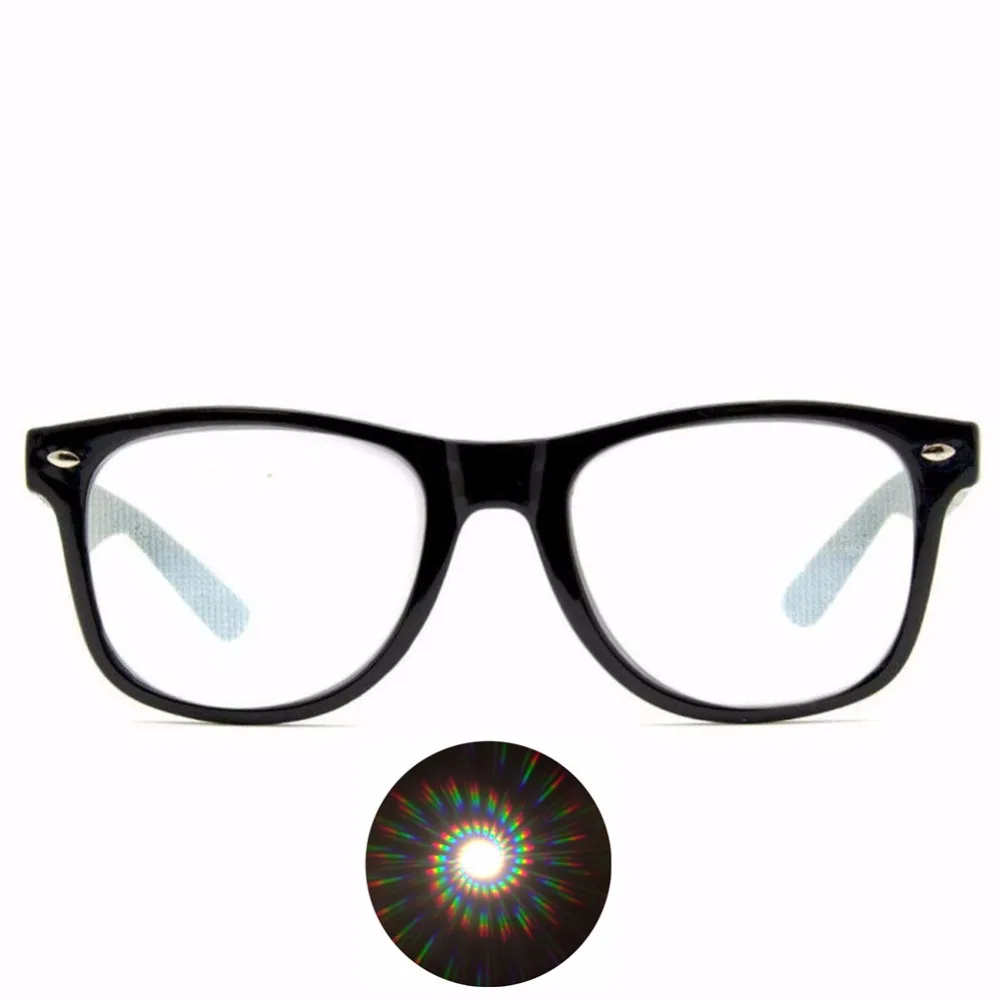 

2pcs Spiral Ultimate Diffraction Glasses Plastic - Black,Blue,Pink,Clear Rave Prism Grating Glasses Rainbow Firework Spirals
