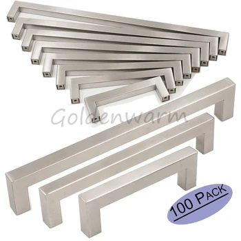 

Goldenwarm Stainless Steel Handle 12mm*12mm Silver color Square Bar Hole Space 96mm~320mm Cabinet Door Knob Drawer Handle Pull