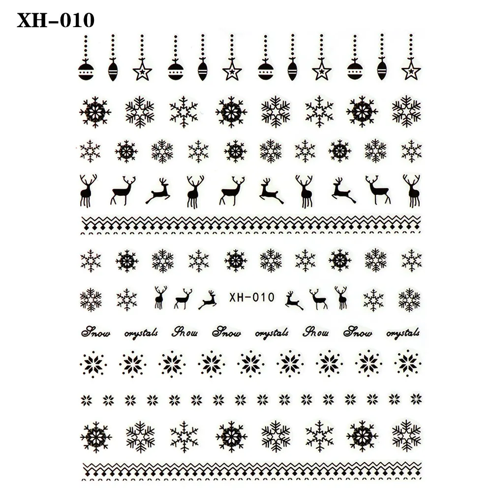 11 видов конструкций переводные наклейки для ногтей, новогодняя зимняя новогодняя Снежинка Xmax Harajuku, наклейки для ногтей, инструмент для украшения - Цвет: XH-010
