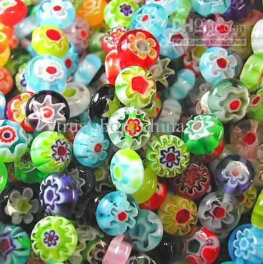 

MILLEFIORI LAMPWORK GLASS BEADS Mix Colors 8MM 200pcs/lot