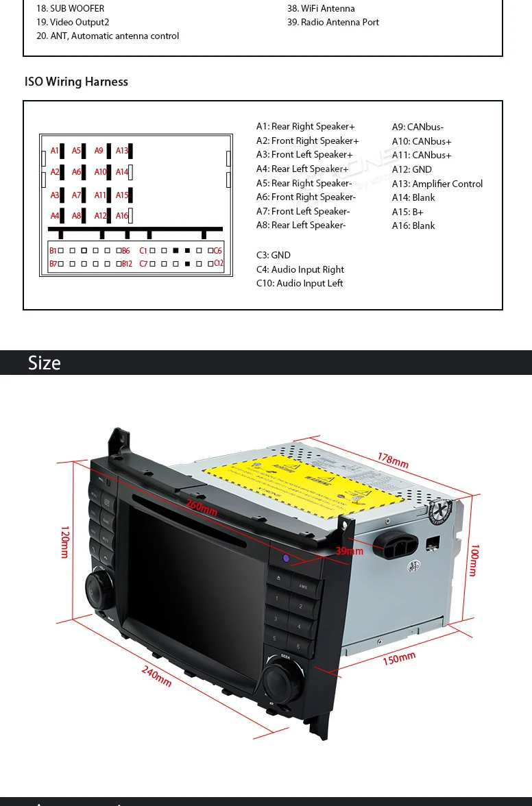 Clearance 7" Android 8.0 Oreo OS Special Car DVD Multimedia GPS Radio for Mercedes-Benz C-Class W203 2004-2007 & CLK-Class W209 2005-2006 21