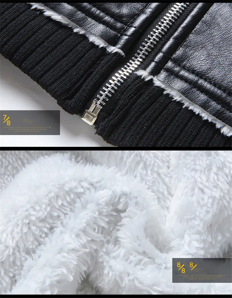 8XL 2018 Brand Shopping Week New Autumn Motorcycle Leather Jackets Men Winter Fur Collar Men Leather Jacket Male Coat Plus Size 06