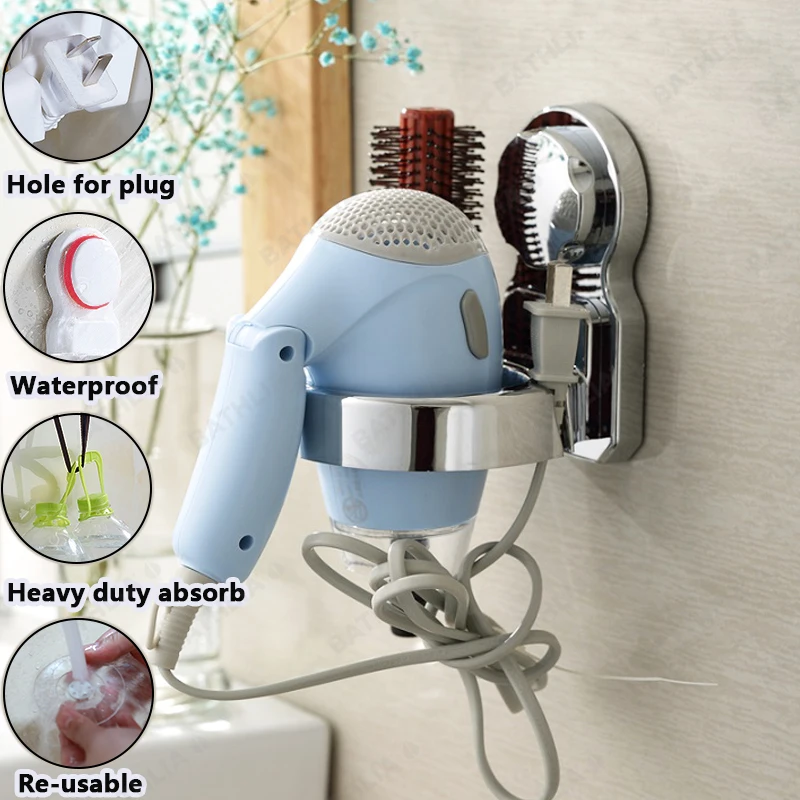 Bathroom storage holders&rack Wall Mounted Hair Dryer Holder With