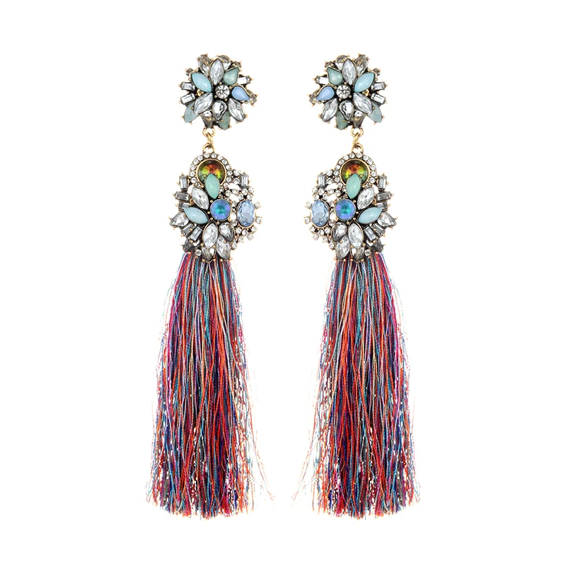 ZHINI Tassel Earrings For Women Exaggerated Ethnic Bohemia Large Long