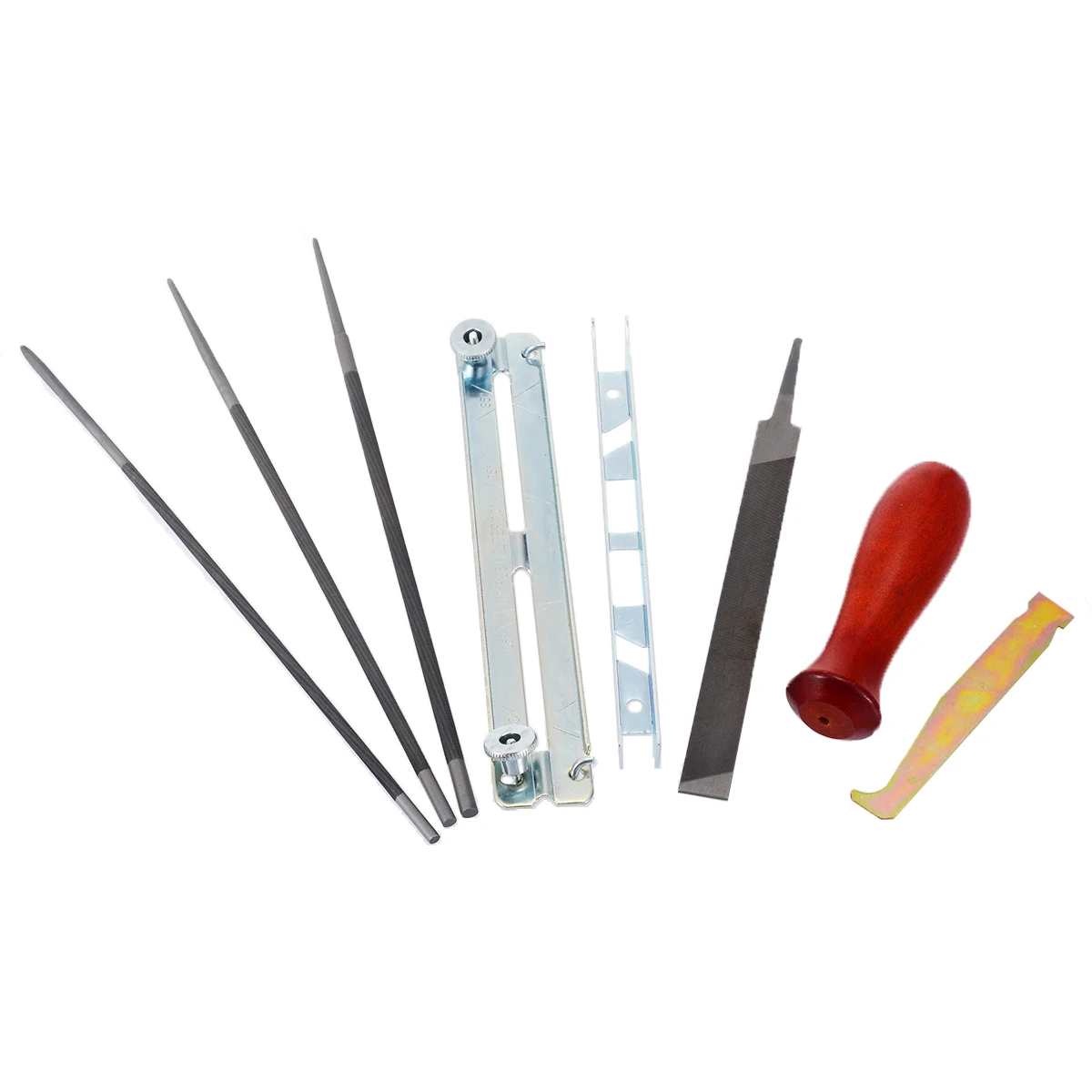 8PCS Chain Saw Sharpening Kit Guide Bar File Instruction Chainsaw File Tool Set for Flat File Depth Gauge