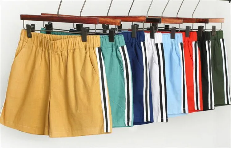 2019 осенние женские хлопчатобумажные шорты брюки с полосками, летние короткие брюки плюс размер женские повседневные брюки M-5XL 6XL 7XL