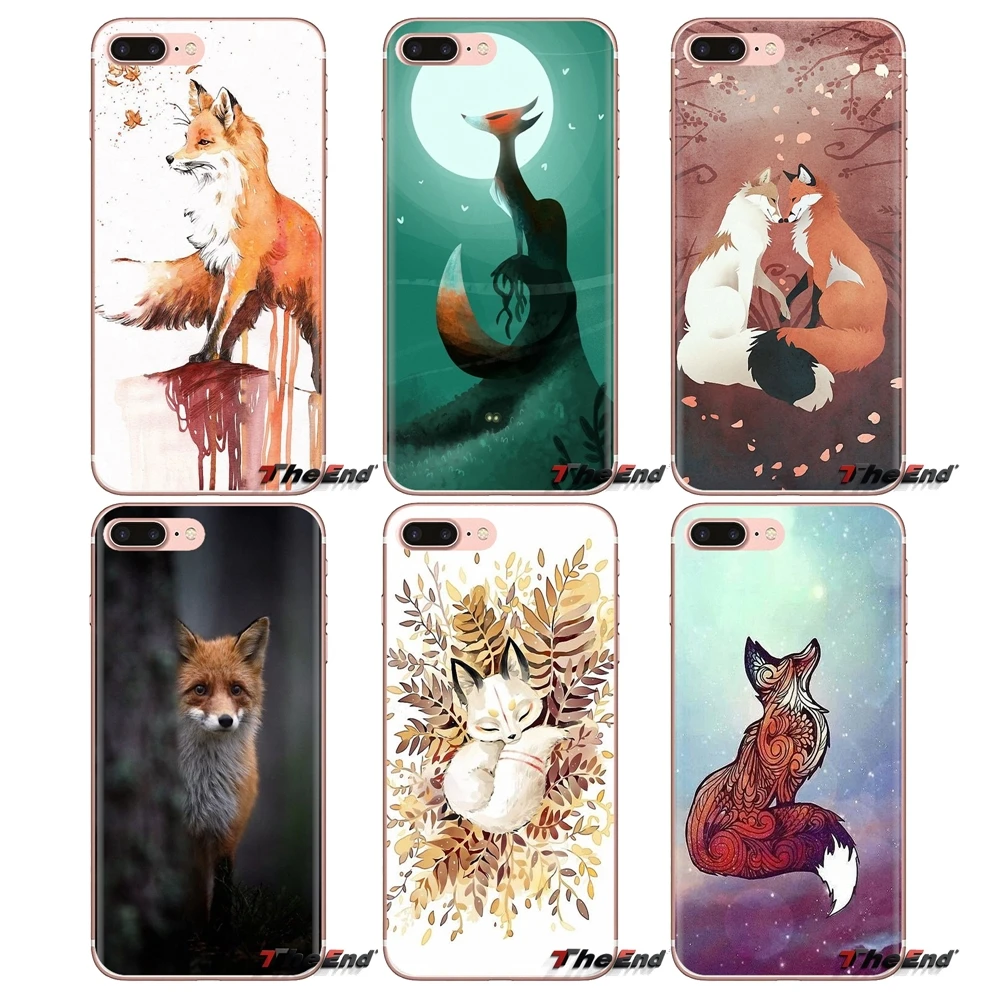 

For Xiaomi Redmi 4A S2 Note 3 3S 4 4X 5 Plus 6 7 6A Pro Pocophone F1 Transparent Soft Cover Watercolor Foxes Red Baby Fox animal