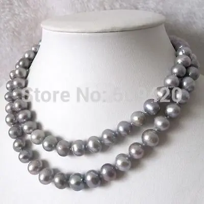

~~ CLASSIC 32"10-11MM NATURAL SOUTH SEA GENUINE SILVER GRAY PEARL NECKLACE
