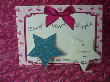 

9x8.56cm turquoise Glitter Stars Christmas Gift Tags