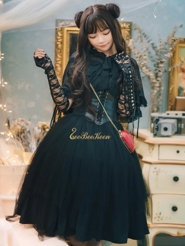 Сексуальное черное платье для девочек в стиле Лолиты Jsk, летний костюм в стиле готической Лолиты в стиле панк для женщин, карнавальный костюм на Хэллоуин, вечерние костюмы в стиле панк