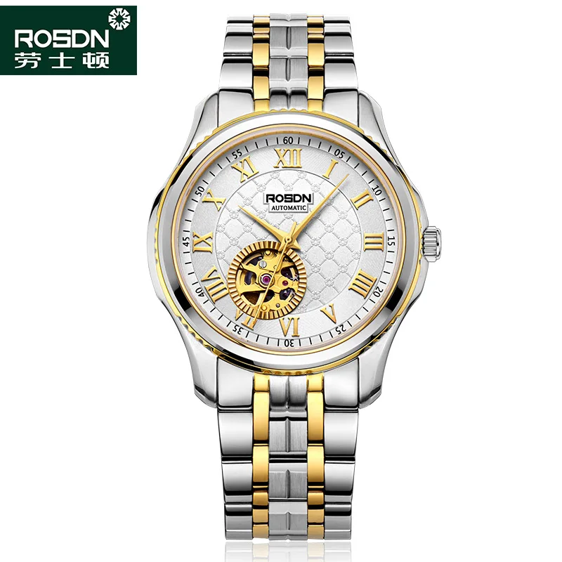 ROSDN 2016 Couple Luxury Brand Women Watch Full Stainless Steel Girl waterproof Mechanical wristwatch Men Watches
