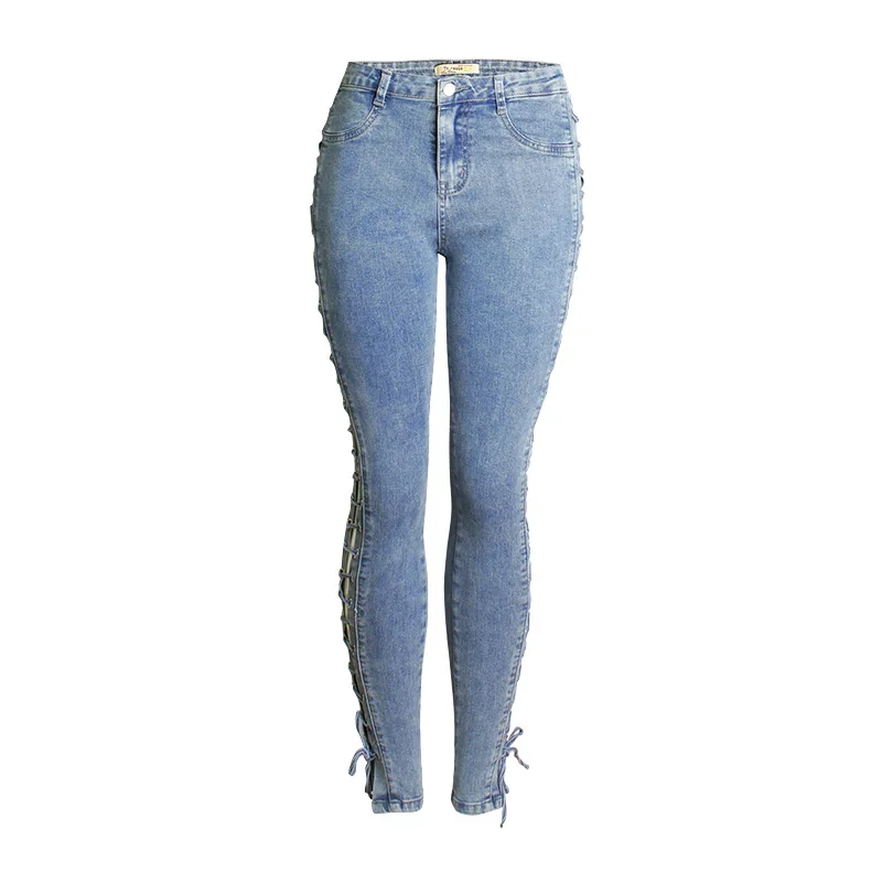 Женские джинсы тонкие весенне-осенние джинсы средней талией узкие брюки обтягивающие джинсы женские AM087 - Цвет: Синий