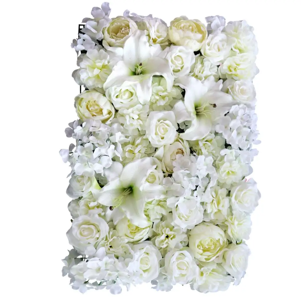 4pcs Artificial Rose Peony Lily Flower Wall Panels Wedding Venue Decoration