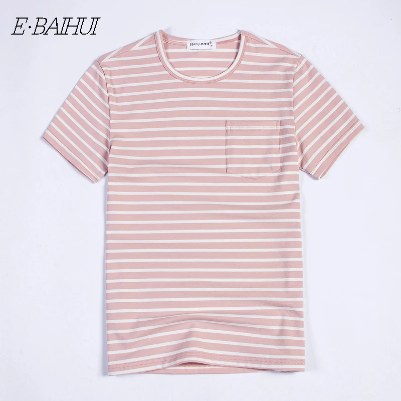 E,BAIHUI new fashion mens t shirts Cotton men Clothing Male stripe T,Shirts Skateboard Swag tops tees high quality t shirt T012