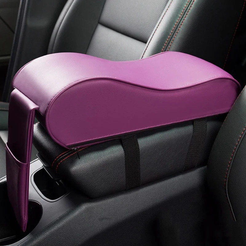 

Leather Car Armrest Pad Memory Foam Universal Auto Armrests Covers with Phone Pocket Soft Cover Arm Rest Protective Case