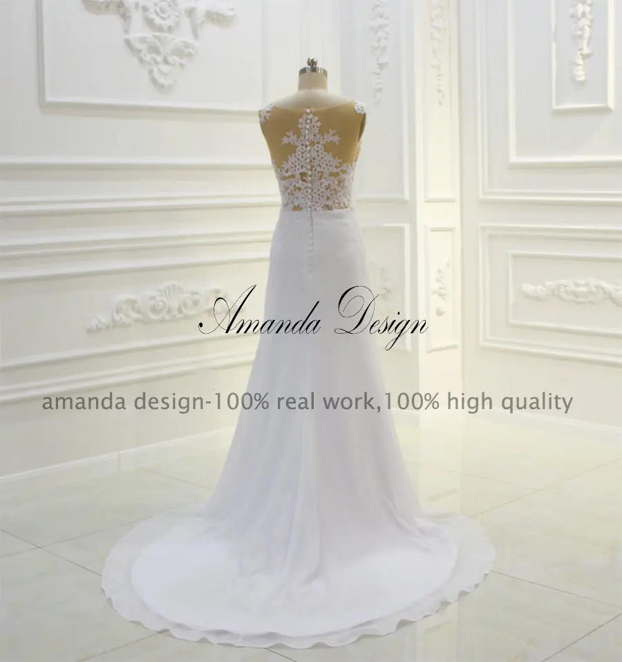 Новые простые элегантные свадебные платья футляры Amanda Novias с шифоновым шлейфом