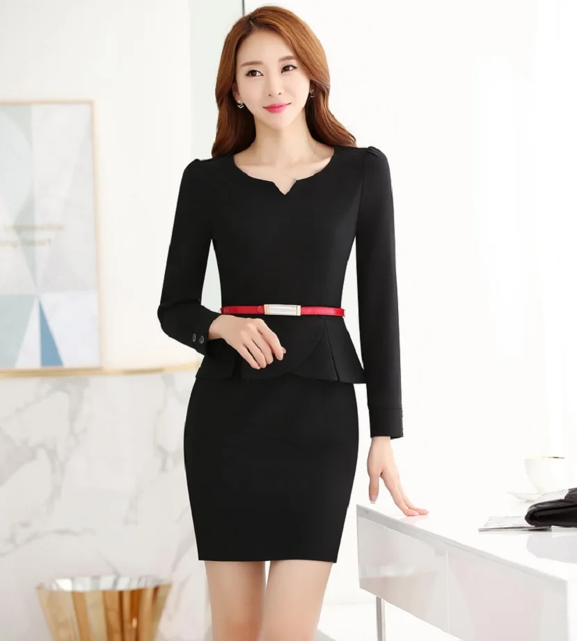 Black Novelty Red Slim Fashion Formal OL Styles Spring Fall Professional Business Women Dress Ladies Office Dresses Vestidos - Цвет: Black