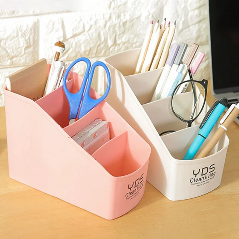 Многофункциональный настольный четырехсетчатый ящик для хранения, свежий держатель для офисной ручки, креативная коробка для отделки