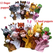 Милые детские плюшевые игрушки, китайские зодиакальные фермы, животные, учебные материалы, кукла с животными, 12 пальчиковые куклы+ 12 ручных кукол