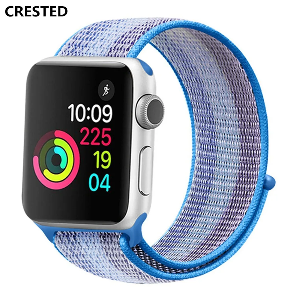 

CRESTED Sport Loop For Apple Watch 4 Band strap 44mm 40mm woven nylon iWatch 4/3/2/1 42mm/38mm wrist Bracelet Breathable Belt
