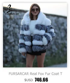 FURSARCAR Fashion New Real Fur Parka Women Thick Luxury Silver Fur Collar Jacket Winter Fur Female Black Parkas Plus Size