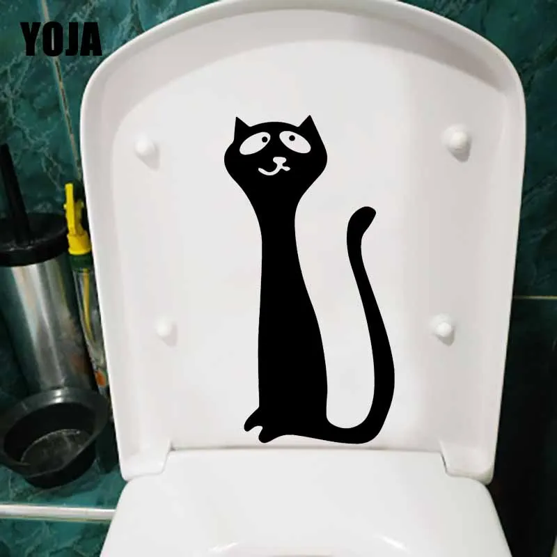 YOJA 12.3X23.6CM Hungry Cat Art Design Bedroom Home Wall Decal Toilet Sticker T5-0056 | Дом и сад