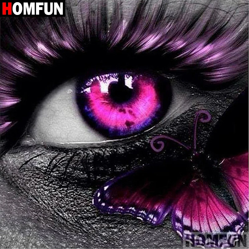 

HOMFUN 5D DIY Diamond Painting Full Square/Round Drill "Butterfly eye" 3D Embroidery Cross Stitch gift Home Decor A02265