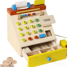 Новая деревянная игрушка кассовый аппарат для моделирования детская игрушка