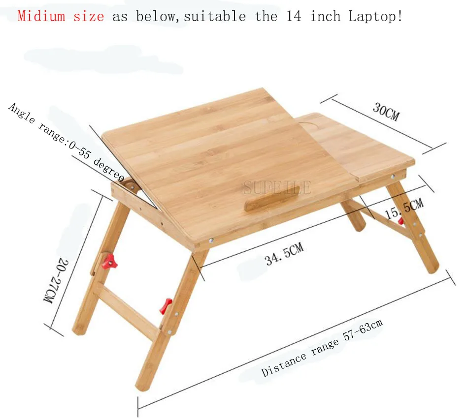 SUFEILE Laptop stand MultiFunctional Folding Laptop Table Bamboo Desk Bed Sofa Tray Adjustable Portable Notebook Desk D5