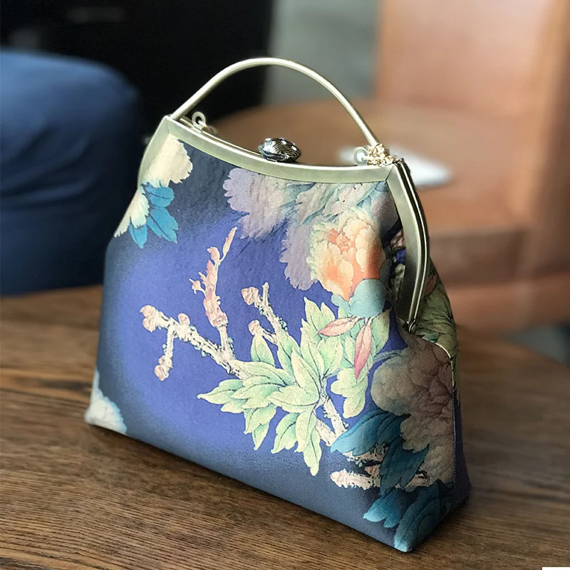 

Professiona Handmade DIY Crafts Material Package For Fashion Flower Design Women Handbag(24x21x9cm) Metal Frame Bag Gift
