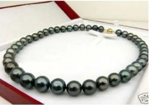 

Free Shipping >>>>> Charming 18" AAA 10-11mm genuine natural tahitian black pearl necklace