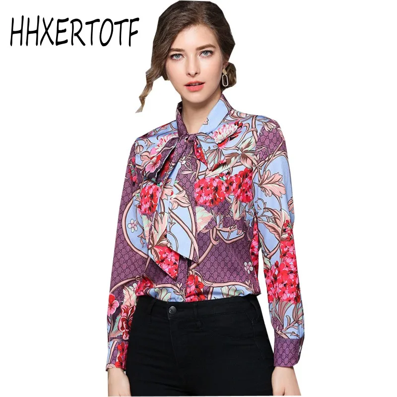 

New 2019 Spring summer Print Blusa Shirt Women Blouse Vintage Work Casual Top Office Blouses Flower Shirts