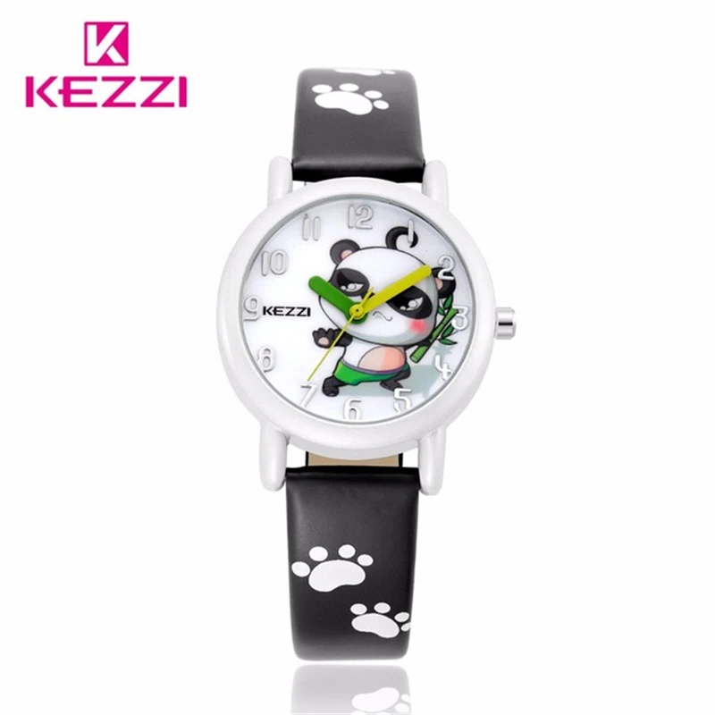 KEZZI New Brand Casual Watch Children Cute Cartoon Panda Pattern Sweet Style Quartz Wristwatch Popular Kids