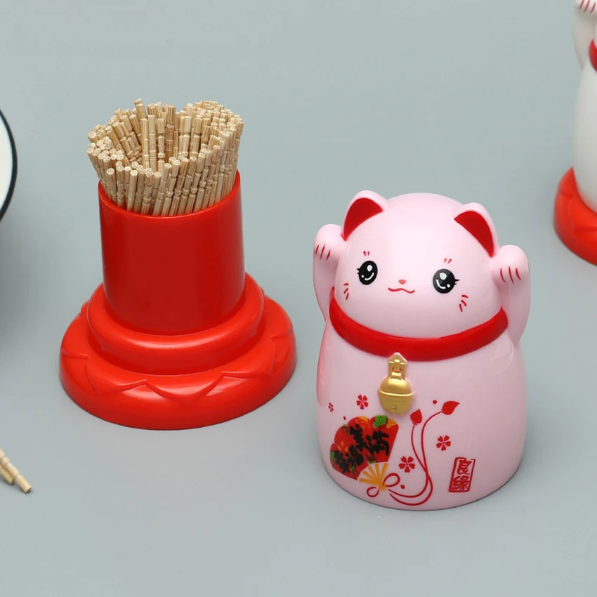 Коробка для зубочисток Lucky Cat мультяшное оформление искусственный АБС пластик