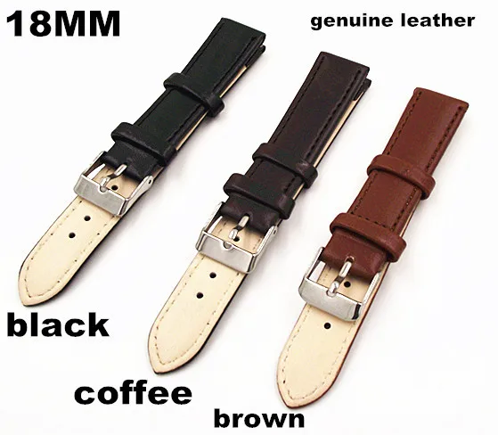 30 шт./лот Высокое качество 18 мм часы band из натуральной кожи ремешок коричневый, кофе, черный цвет 3 цвета доступны