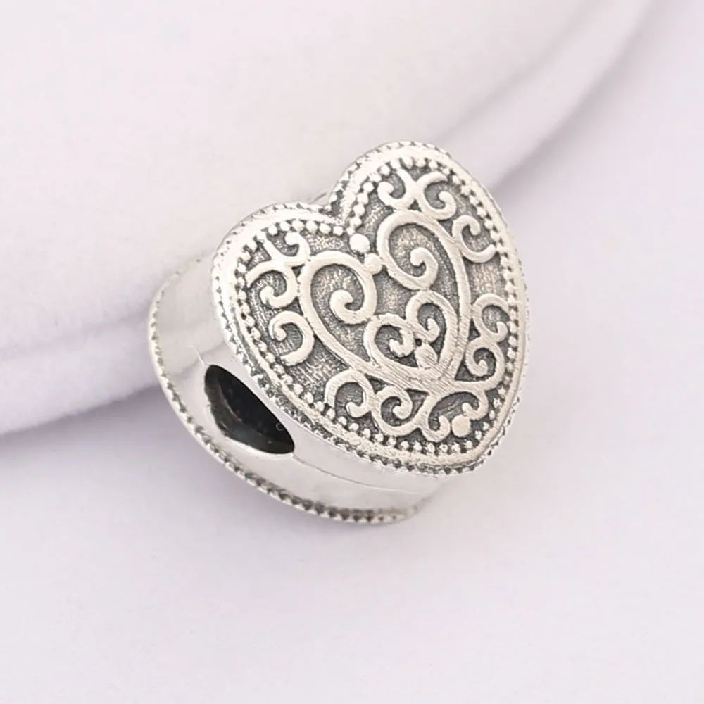 

100% 925 Sterling Silver Enchanted Heart Clip Charm Beads for Jewelry Making Fit Pandora Bracelets Diy 2018 Spring new