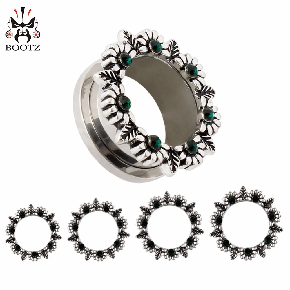 

2016 new arrival blue crystal stainless steel ear plugs tunnels piercing ear gauges 2pcs pair selling stretchers