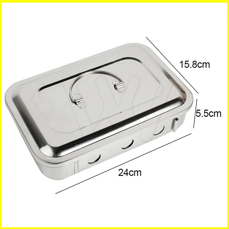 

Stainless Steel Square Dish Lid Dental Instruments 9 inch Medical Sterilizer Box
