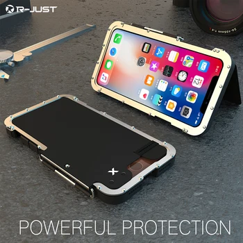 

For iPhone X Case Luxury 3D Brand Glitter Hard Aluminum Metal Frame+Soft Silicone Armor Flip Protective Back Phone Case Cover