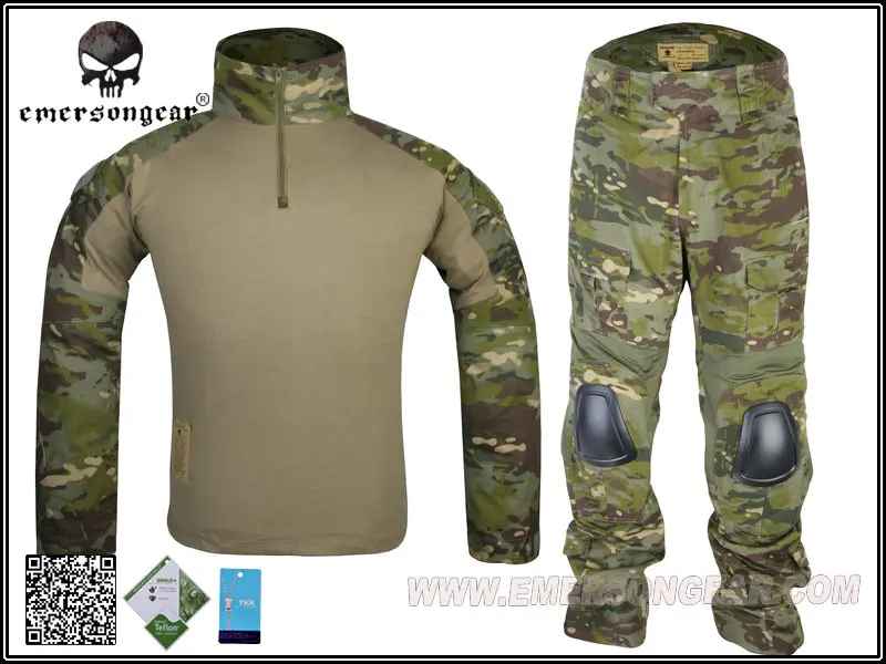 

Military Airsoft Hunting BDU Uniform Combat Gen2 Tactical Uniform Shirt Pants Knee Pad Multicam Tropic EM6972 MCTP