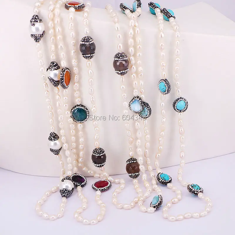 5 нитей Новая мода Природный жемчужное ожерелье с Разноцветные проложить cz камень жемчужное ожерелье оболочки для женщин ювелирные изделия