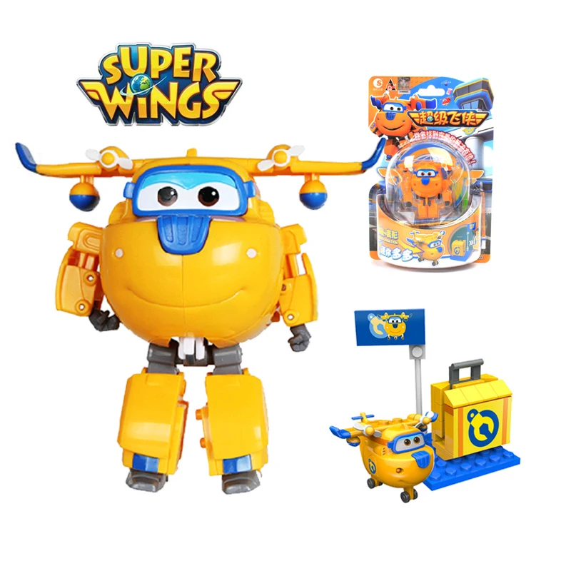 Мини Супер Крылья мини самолет ABS робот игрушки Фигурки Супер крыло трансформация реактивный мультфильм для детей подарок