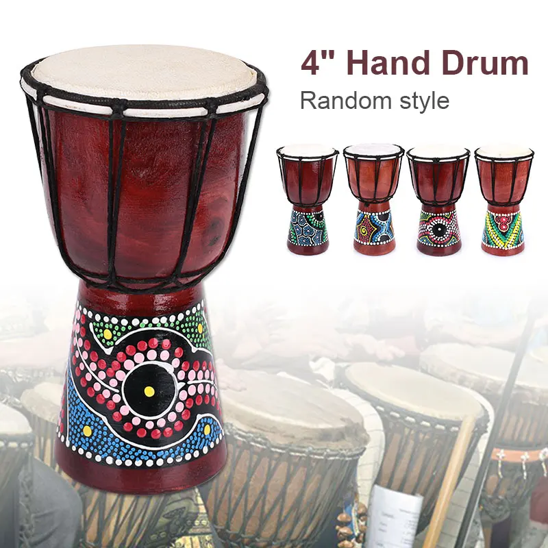 4 Inch African Drum Percussion Instruments for Original Ecology Ornament Tambourine Djembe Hand Drum Bongo Musical Instrument