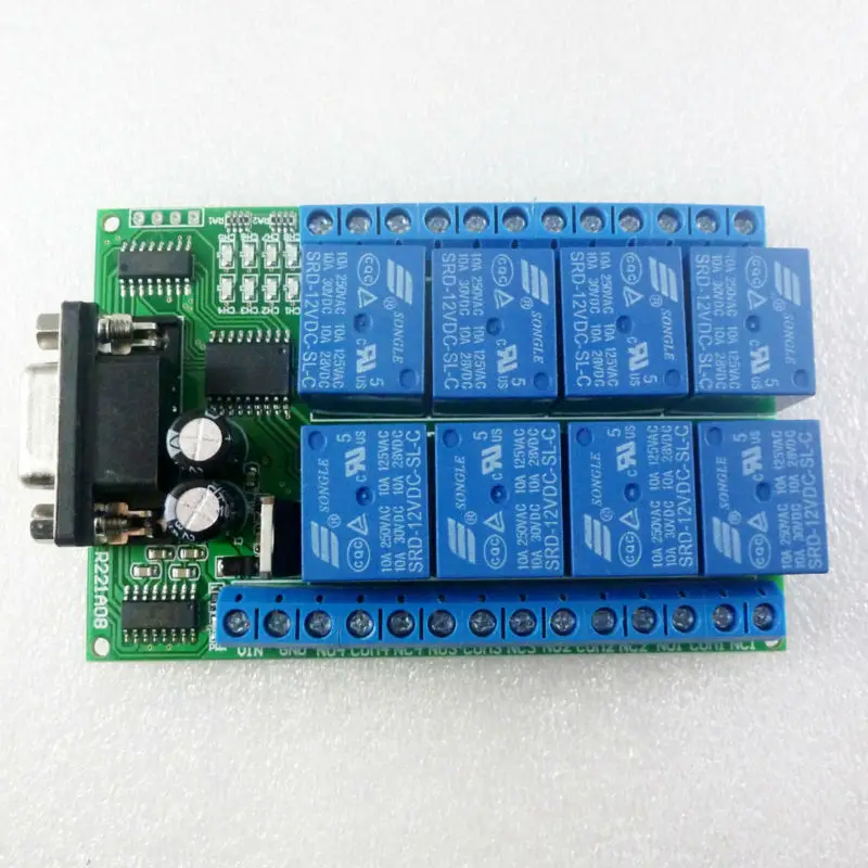

DC 12V 8 Channel RS232 Relay Board PC USB UART DB9 Remote Control Switch for PLC Smart Home Garage door Car alarm Farm Motor
