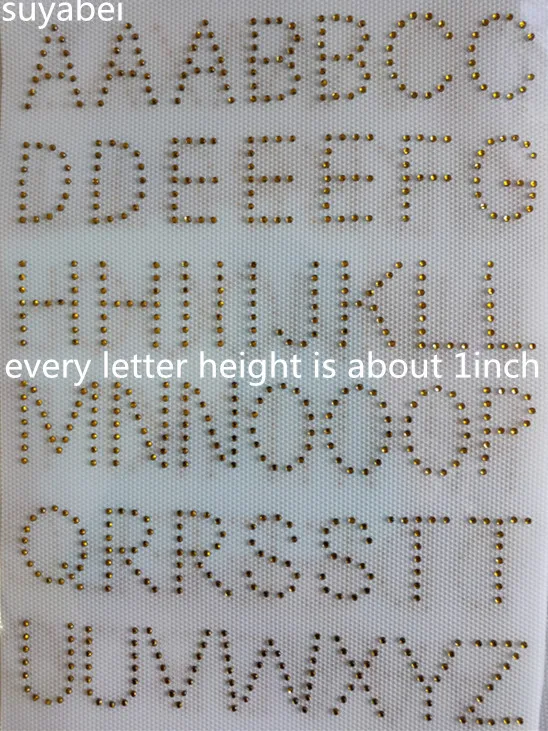 

2 sheet/lot 26pc English letter design stones hot fix rhinestone motif designs iron on design rhinestone applique patch