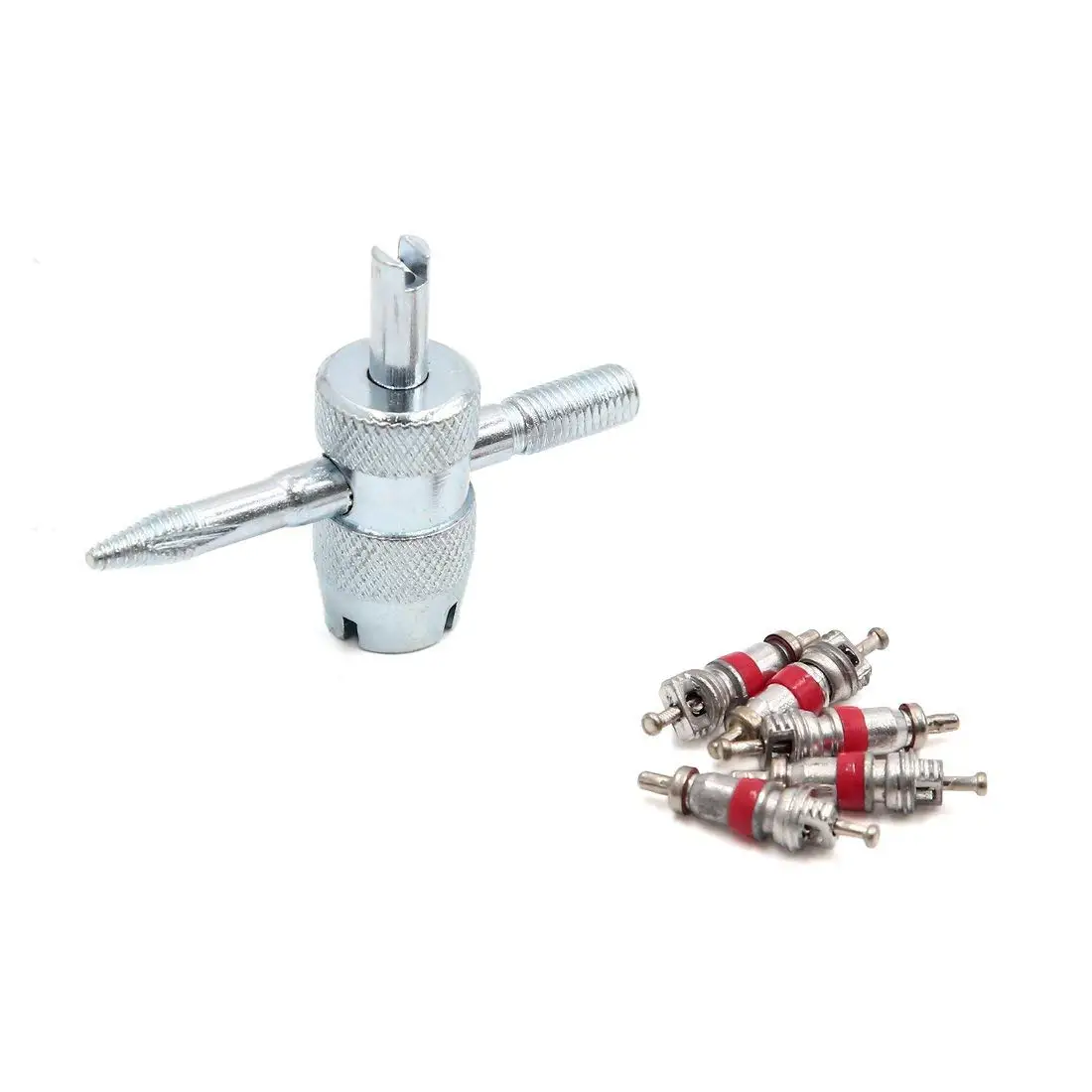 uxcell Car Vehicle 4 Way Tyre Tire Valve Stem Core Remover Repair Tool