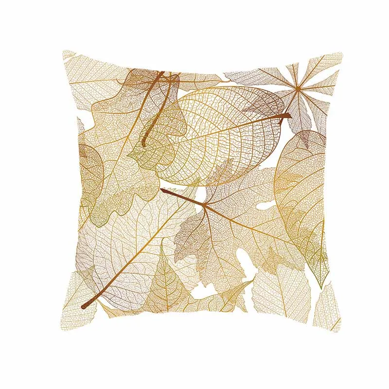 Декоративные подушки из полиэстера с золотыми цветами 45*45 см, наволочка с листьями, мягкий чехол для дома, 1 шт - Цвет: 14