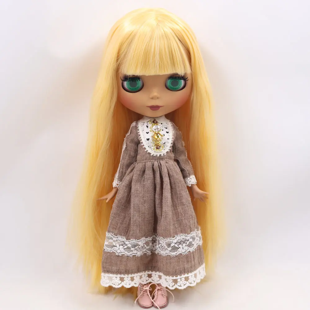 ICY Nude Blyth Кукла № BL0658 желтые волосы сустава тела черная кожа матовое лицо 1/6 BJD